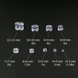 1Pcs Multiple Size Square Asscher Cut Moissanite Stone Faceted Imitated Diamond Loose Gemstone for DIY Engagement Ring D Color VVS1 Excellent Cut 4140017