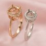 Keepsake Breast Milk Round Halo Prongs Ring Settings Resin Solid 14K Gold with Moissanite Accents DIY Ring Blank Band 1210054-1