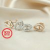Halo Marquise Prong Studs Earrings Settings Solid 925 Sterling Silver Rose Gold Plated Earrings Bezel Gemstone DIY Supplies 1706072