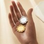 Keepsake Breastmilk Stainless Steel Round Bezel Pendant,Flower Art Deco Round Pendant Charm,Silver Gold Pendant,DIY Pendant Supplies 1411439