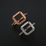 8MM Square Prong Ring Settings Solid 925 Sterling Silver Rose Gold Plated DIY Adjustable Ring Bezel for Gemstone 1294214