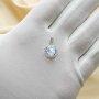 12MM Round Birthstone Pendant Charm With 8MM Faceted Sky Blue Topaz,Solid 925 Sterling Silver Charm,November Birthstone Pendant 1411321