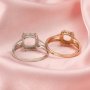 Keepsake Breast Milk Halo Square Cushion Prong Ring Settings Resin Solid 14K Gold Moissanite Accents DIY Ring Blank Band for Gemstone 1294112-1