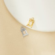 4x6MM Rectangle Prongs Bezel Pendant Settings,Yellow Gold Plated Stainless Steel Rectangle Pendant Charm,Minimalist Pendant,DIY Pendant Blank 1431458