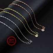 1Pcs 1.9MM Thick 16-22Inches Rose Gold Plated Solid 925 Sterling Silver Twisted Chain Necklace DIY Supplies Findings 1320009