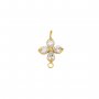 Two Loops Lucky Four Leaf Clover CZ Birthstone Stainless Steel Charm,Color Stone Leaf Clover Pendant Charm,Minimalist Gold Plated Pendant Charm 1431461
