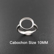 1Pcs 10MM Round Bezel 925 Sterling Silver Ring Setting Bezel Basic Ring Size Diameter 18MM DIY Adjustable Ring Setting 1212034-2