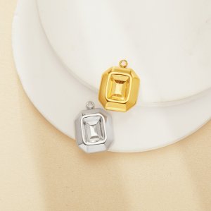 6x8MM Rectangle Bezel Pendant Settings,Yellow Gold Silver Stainless Steel Pendant Charm,Minimalist Rectangle Pendant,DIY Pendant Blank Supplies 1431521