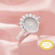 Keepsake Breast Milk Resin Oval Ring Bezel Settings,Solid 14K 18K Gold Ring,Art Deco Solid Back Ring,DIY Ring Supplies For Gemstone 1222150