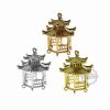 2Pcs 27x25x25MM Rose Gold Silver Brass Chinese Style Ancient Architecture Pavilion DIY Pendant Charm Earrings Supplies 1800375