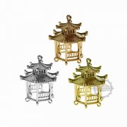 2Pcs 27x25x25MM Rose Gold Silver Brass Chinese Style Ancient Architecture Pavilion DIY Pendant Charm Earrings Supplies 1800375