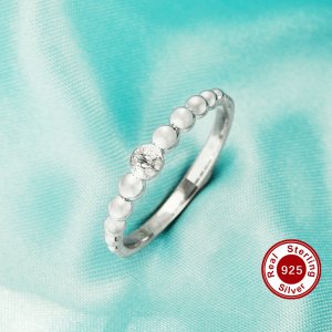 Ball Round Pin Ring Settings For Half Drilled Pearl Bead,Solid 925 Sterling Silver Ring For Half Drilled Beads,Minimalist Round Ring,DIY Ring Supplies 1295079