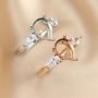 7x9MM Pear Prong Ring Blank Settings Three Stones Bezel Solid 925 Sterling Silver Rose Gold Plated Adjustable Ring Band for Gemstone 1294313