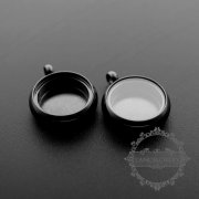 5pcs 16mm round bezel 5mm depth gun black floating pendant charm with glass supplies 1411199-1