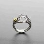 1Pcs 8MM Vintage Style Brass Flower Branch Round Cabochon Bezel Antiqued Solid 925 Sterling Silver Adjustable Ring Settings 1213050