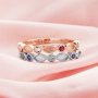 Multiple Color Stone Half Band Keepsake Breast Milk Resin Ring Settings,Stackable Rose Gold Plated Solid 925 Sterling Ring,2x4MM Marquise Bezel Eternity Birthstone Ring 1294683