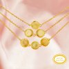 Keepsake Breast Milk Round Bezel Pendant Settings,Solid Back Solid 14K 18K Gold Necklace,DIY Jewelry With Necklace Chain 16''+2'' 1411467