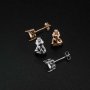 1Pair 5-10MM Rose Gold Plated Solid 925 Sterling Silver Simple Heart Prong Bezel DIY Studs Earrings Settings Jewelry Supplies 1706045