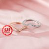 Dainty Curved Moissanite Diamond April Birthstone Stackable Ring Wedding Engagement Band Eternity Ring Rose Gold Plated Solid 925 Sterling Silver 1294256