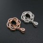 1Pcs 7x9MM Oval Prong Pendant Settings Flower Pave Rose Gold Plated Solid 925 Sterling Silver Charm Bezel Tray DIY Supplies for Gemstone 1421135
