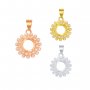 Halo Round Flower Prongs Pendant Settings,Solid 925 Sterling Silver Rose Gold Plated Charm,Pave CZ Stone Pendant,DIY Pendant Supplies 1411403
