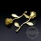 6pcs 9x38mm raw brass rose branch pendant charm 1800225