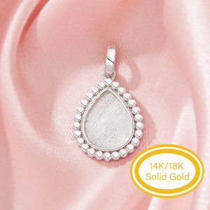 Keepsake Breast Milk Resin Dots Pear Bezel Pendant Settings,Solid 9K 14K 18K Gold Pendant Charm,DIY Pendant Supplies 1431432