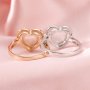 Halo Round Prong Ring Settings Solid 14K Rose White Gold with Moissanite Accents DIY Heart Bezel Tray for Gemstones 1210076