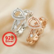 6x8MM Pear Prong Ring Settings,Stackable Solid 925 Sterling Silver Ring,Breast Milk Resin Full Band 2x4MM Marquise Stacker Birthstone Ring Band 1294431