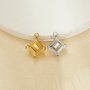 6MM Square Prongs Bezel Pendant Settings,Yellow Gold Plated Stainless Steel Pendant Charm,Minimalist Square Pendant,Simple Square Pendant Blank 1431454