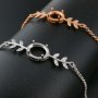 1Pcs Oval Prong Bezel Bracelet Settings Tree Branch Rose Gold Plated Solid 925 Sterling Silver Tray for Gemstone 6''+1.6'' 1900243