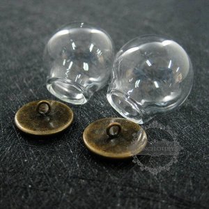 6pcs round vintage style bronze bulb vial glass bottle with 20mm open mouth DIY pendant charm supplies 1810424