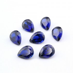 5Pcs Lab Created Pear Sapphire September Birthstone Blue Faceted Loose Gemstone DIY Jewelry Supplies 4150009