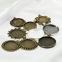 20Pcs Assortment 25-30MM Round Bronze Antiqued Pendant Settings Bezel Alloy Cabochon Charm Tray for Resin DIY Jewelry Supplies 1411309