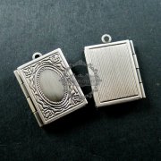 5pcs 19x26mm vintage style antiqued silver brass book shape sqaure photo locket pendant charm DIY supplies 1193002