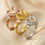 8MM Halo Heart Prong Ring Settings with Heart Side Stone Solid 925 Sterling Silver Rose Gold Plated Ring Bezel for Faceted Stone 1294321