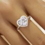 Halo Heart Simulated Diamond Ring With 8MM Heart White Cubic Zirconia,Solid 925 Sterling Silver Ring,Pave CZ Stone Heart Ring 6270065