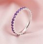 2MM Dainty Color Birthstone Eternity Ring Wedding Engagement Full Band Stackable Ring Diamond Emerald Sapphire Peridot Opal Solid 14K Gold 1294272