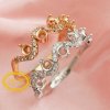 3MM Round Prong Ring Settings 5 Stones Solid 14K/18K Gold Ring with Moissanite Accents DIY Gemstone Ring Bezel 1210063-1