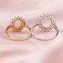 Keepsake Breast Milk Oval Halo Prongs Ring Settings Resin Solid 14K Gold with Moissanite Accents DIY Flower Ring Blank Band 1224004-1