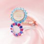 Solid 14K Gold Keepsake Color Birthstones Halo Round Ring Bezel Settings,DIY Rings for Breast Milk Making 1215078