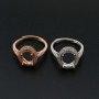 1Pcs Oval Prong Ring Settings Blank Adjustable Halo Pave CS Stone Rose Gold Plated Solid 925 Sterling Silver DIY Bezel for Gemstone 1224046