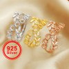 3MM Round Prong Ring Settings,7 Stones Tree Branch Leaf Solid 925 Sterling Silver Rose Gold Plated Ring,Family Ring,Art Deco Bezel Band Ring,DIY Ring Bezel Supplies 1215045