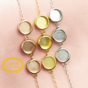 6MM Round Keepsake Breast Milk Bezel Settings Resin Solid 14K Gold DIY Pendant Bezel Necklace Chain 18\'\'+2\'\' 1411304-1