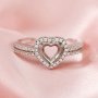 6MM Halo Heart Prong Ring Setttings Love Memory Jewelry Solid 14K 18K Gold DIY Ring Blank Wedding Band with Moissanite 1294366-1