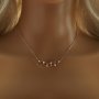 Five Stones 6MM Round Prong Pendant Necklace Settings,Solid 925 Sterling Silver Rose Gold Plated Necklace,Dainty CZ Stone Necklace 16''+2'' 1411458