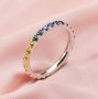 2MM Dainty Birthstone Eternity Ring Mixed Color Gemstone Wedding Engagement Full Band Stackable Ring Solid 14K Gold Ring 1294296