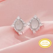 Keepsake Breast Milk Resin 5x7MM Oval Bezel Studs Earrings Blank Settings,Solid Back 14K 18K Gold Studs Earring,Vintage Styles Earrings,DIY Earrings Supplies 1706211