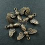 4pcs 15x20mm vintage brass bronze bees bugs antiqued DIY pendant charm supplies findings 1810186