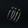 1Pcs Silver Gold Plated Brass Double Balls End Wire Bracelet Bangle DIY Beading Supplies 1900226